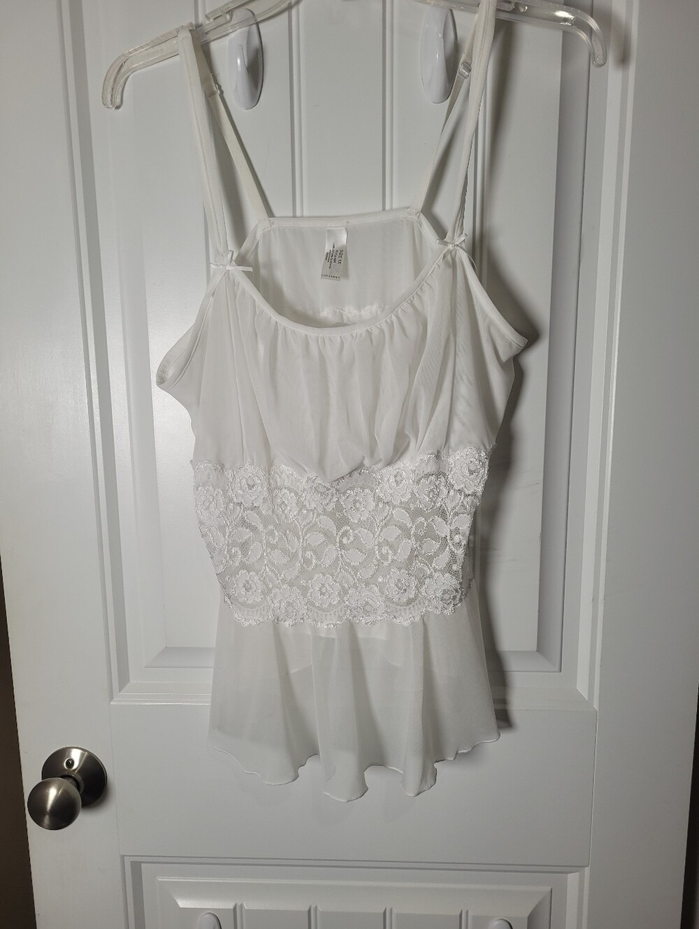 Cabernet White Lace-Trim Sleeveless Peplum Top, Lace trim. Size 1X - Picture 2 of 8